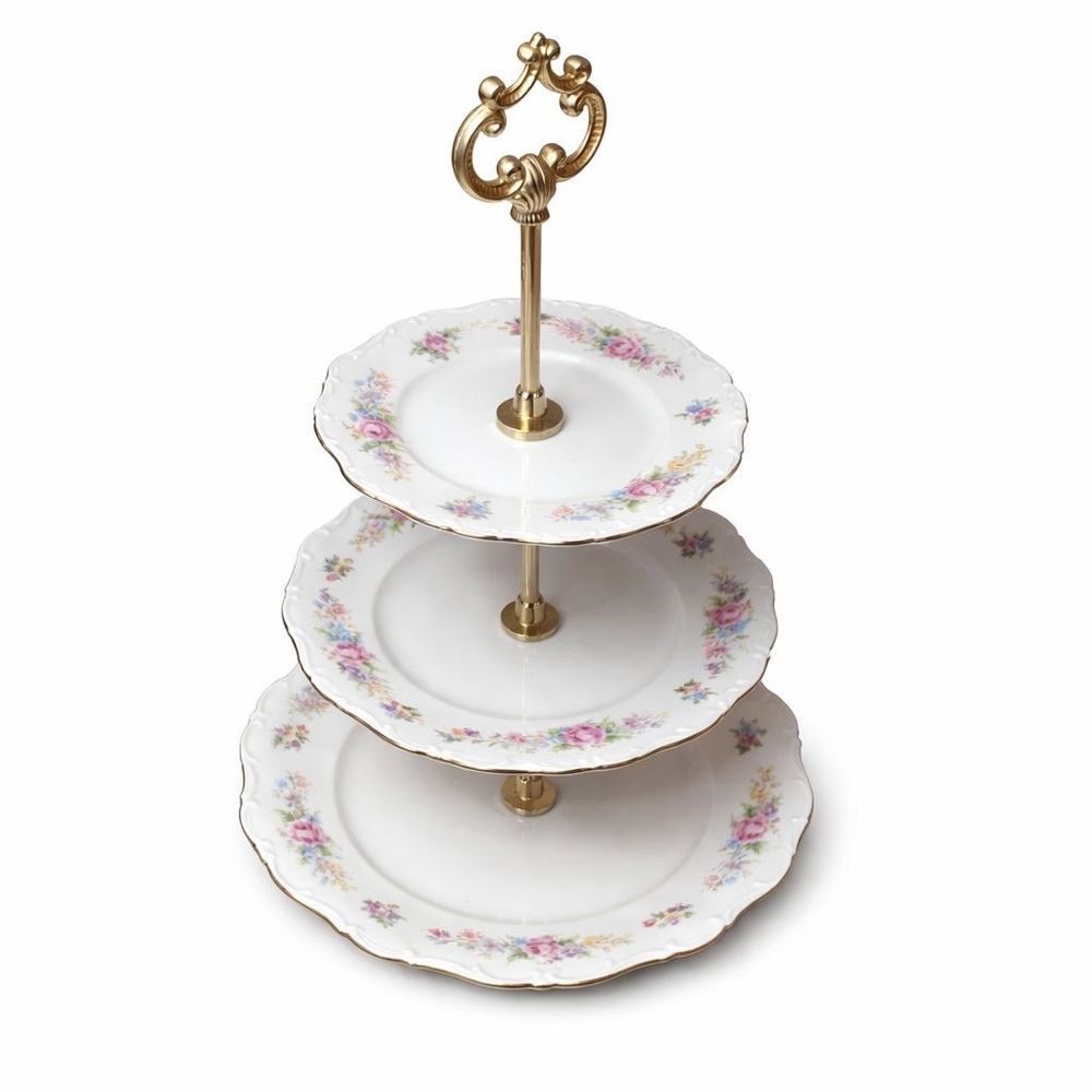 Vintage Seltmann Weiden Bavaria “Theresia” 3-Tier Porcelain Dessert Stand